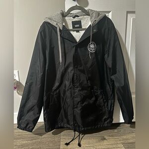 Vans Black and Gray Hooded Windbreaker for Men